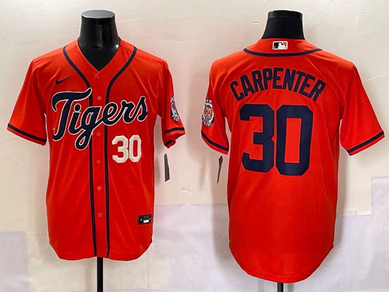 Men 2025 Detroit Tigers #30 Carpenter Orange Game Nike MLB Jersey style 3->detroit tigers->MLB Jersey